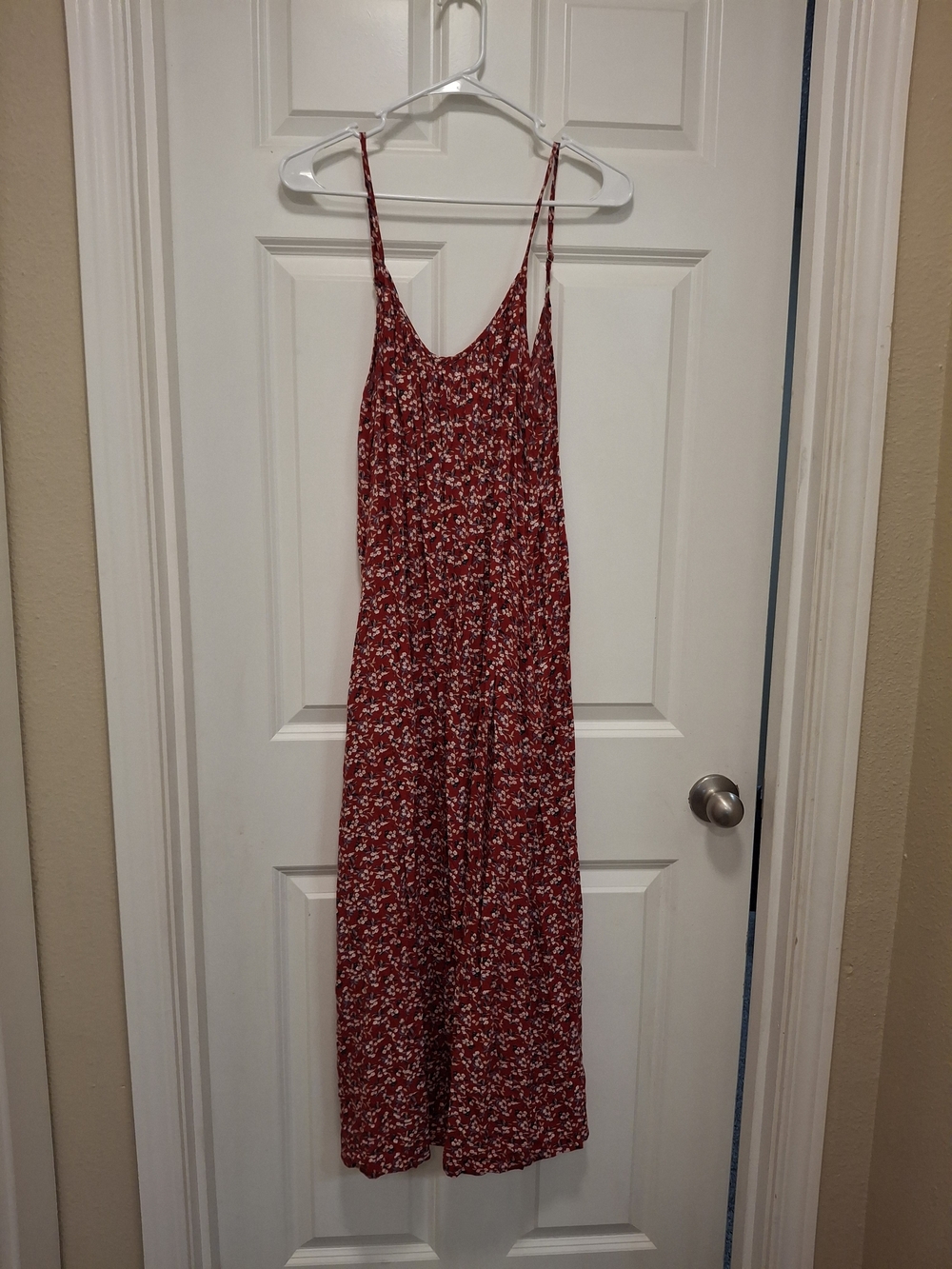 Red Floral Spaghetti Strap Maxi Dress